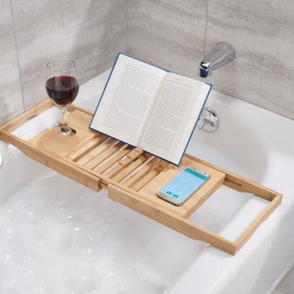 interDesign, Natural Wood, Bathtub Caddy, NWT/Box - Picture 1 of 7